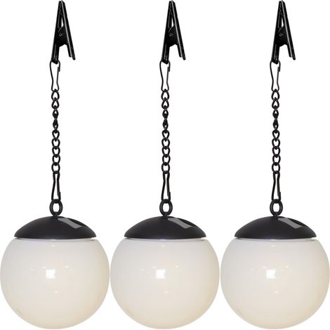 LED-Solar-Kugel "Globus", 3er Set, weiß, je Ø 10cm