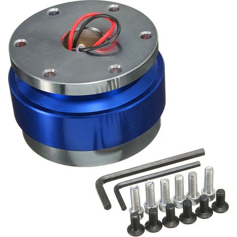 Car Blue Steering Wheel Quick Release Hub Adapter Snap Off Boss Kit (1/4)
