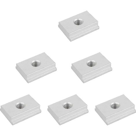 Lot de 6 écrous à rainure en T, écrous coulissants M6 pour rail en T, écrous à rainure en aluminium, écrous coulissants pour rail, écrous à rainure pour meubles pour fixation par rainure (1/5)
