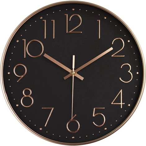 Reloj de pared silencioso, 30 cm, marco de ABS, alimentado por batería de cuarzo, adecuado para niños/sala de estar/dormitorio/cocina/oficina/decoración (1/5)