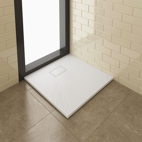 SONNI Piatto Doccia In SMC Rettangolare 80x80x3 cm Antiscivolo, nessun accumulo di design della superficie dell'acqua Con Piletta Di Scarico Inclusa Bianco (1/5)