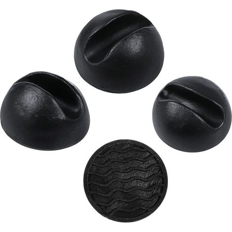 Lot de 4 protections de pieds en épingle à cheveux, convient pour chaise et table de 1,9 cm en caoutchouc noir rond - Protections de sol en caoutchouc antidérapant (1/5)