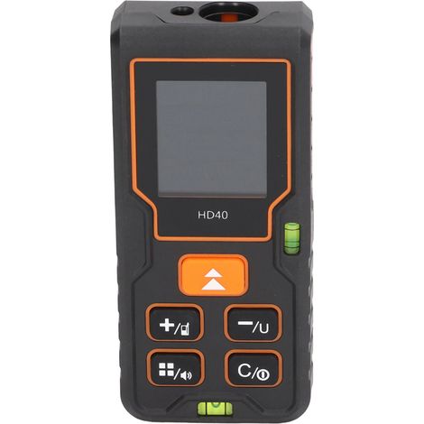 Télémètre laser HD40 40m avec écran numérique, niveau à bulle, ABS, pour travaux bâtiment déco intérieur, lot 1 appareil 2 piles 1 lanière manuel (1/5)