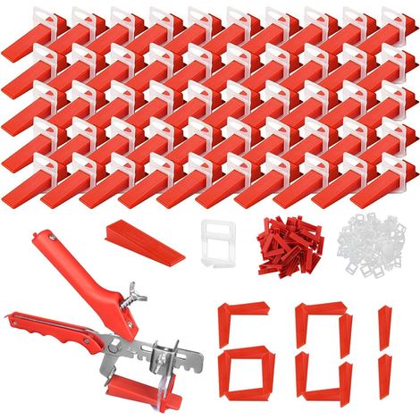 601-teiliges Nivellierset für Fliesen — Fliesen-Nivelliersystem mit Nivellierkeilen — 2 mm Nivellierabstandhalter für Boden- und Wandfliesen