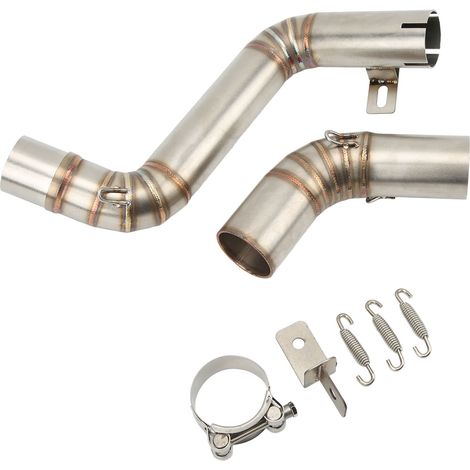 GARRYFIZH Tuyau d'Échappement Moto Millieu Acier Inoxydable - Système de Liaison Tube de Connexion - Universel
