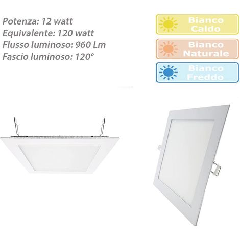 Pannello led incasso quadrato slim 12 watt plafoniera luce naturale 4000k faretto illuminazione di interni driver incluso (1/4)