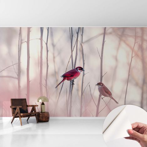 Fotomurale adesivo stickers - murali decorativo - soggiorno moderno - effetto realistico - Coppia di uccelli 416x254 cm (1/5)