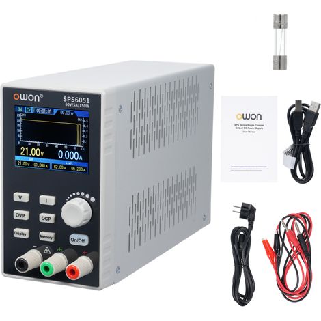 OWON SPS6051, série d'alimentation CC linéaire programmable silencieuse et sans ventilateur, avec régulateur de puissance numérique à découpage et écran LCD TFT de 2,8 pouces (1/5)