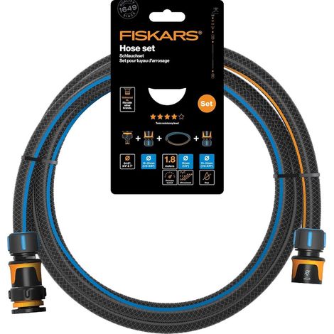FISKARS Gartenschlauch-Anschlussset, Schnellkupplung, 13 mm, 1/2 Zoll, 1,8 m (1/2)