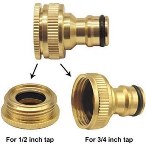 Adaptateur Robinet Baignoire - Cuivre Pur - 2 en 1 Femelle 1/2 Pouces et 3/4 Pouces - Universel Tuyau Arrosage - 1 Pièce (1/4)
