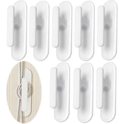 Lot de 8 crochets de cordon de store auto-adhésifs, collés au support de corde de store vénitien mural, crochets auto-adhésifs pour store de porte, crochets de cordon de store adhésifs blancs pour la (1/5)