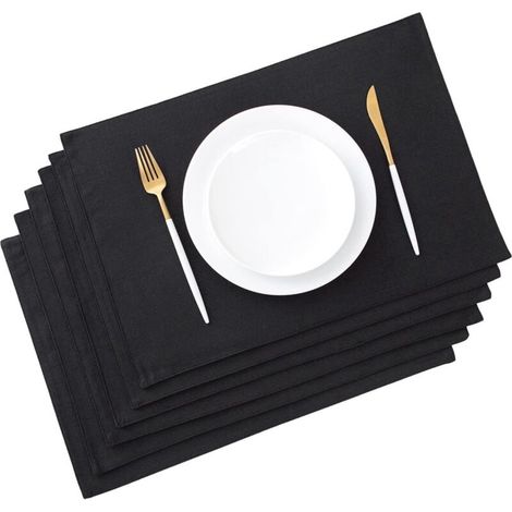 Bardusch-Lot de 6 Sets de Table en Tissu et Noir (1/5)