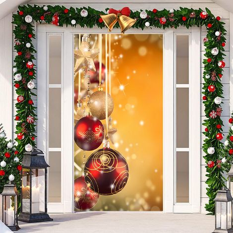 Nouvelle décoration de porte adhésive pour Noël, tissu à suspendre, toile de fond pour décoration de fête, tapisserie pour porte de chambre, largeur de porte - SDMT-143 - 110180cm