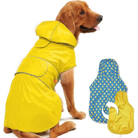 Manteau de Pluie réversible pour Chien, Poncho imperméable réglable (1/5)