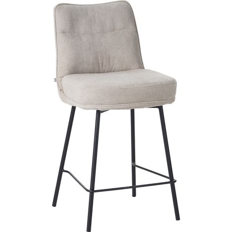 Tabouret de bar Léon tissu beige pieds métal (1/5)
