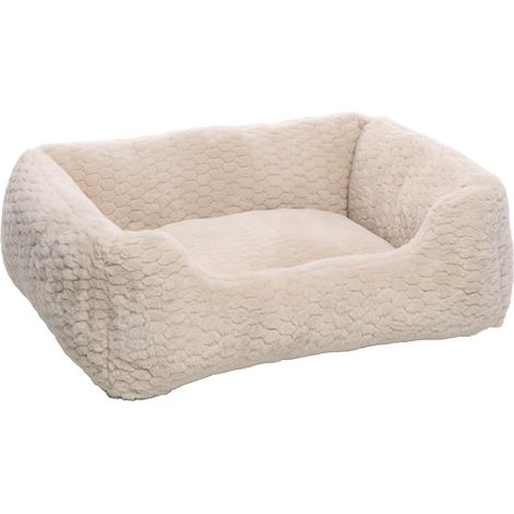 Panier Chien - Coussin Chien et Chat - Beige - 65 x 50 x 20 cm - Peluche - Fibre Polyester - Housse Amovible - Lavable 30°C - Fond antidérapant (1/2)