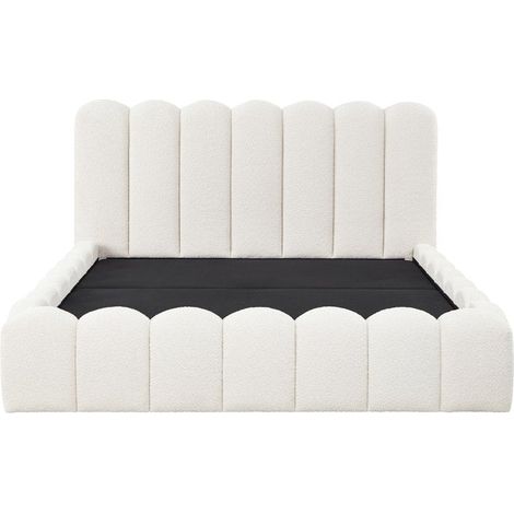 Lit coffre en tissu bouclette beige 160x200 cm RITA (1/5)
