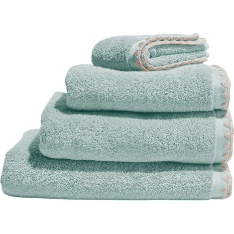 Serviette de toilette en Éponge unie et point feston triangulaire NERYDA (1/4)