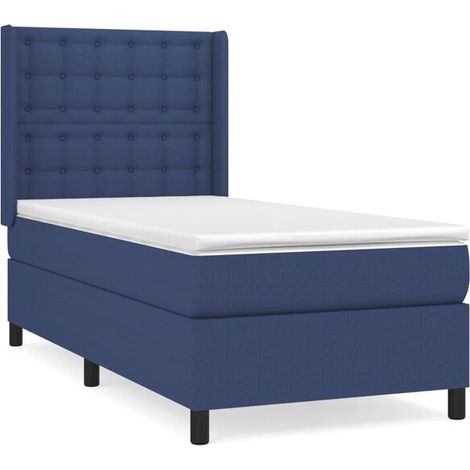 Cadre de lit en tissu, matelas inclus, bleu, 80 x 200 cm (1/5)