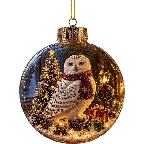 Boule à neige lumineuse 3D en acrylique transparent, décoration de Noël à suspendre au sapin avec un adorable lapin, idéale pour les fêtes de famille. (1/5)