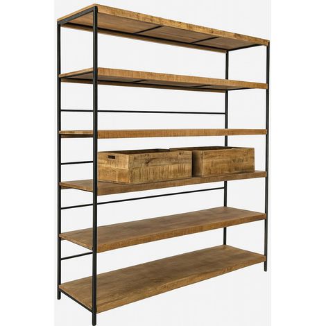 ORION91oficial® - Estantería INDI en Madera Natural y Acero Negro Mate , Estilo Industrial 180 x 180 x 45 cm , Salón Oficina Teletrabajo Habitación - spaziOrion91 (1/5)