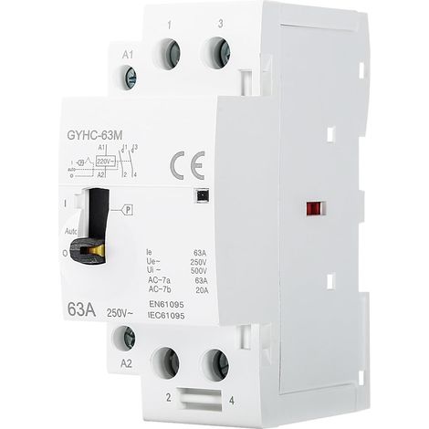 Contactor Day Night Water Heater Contactor AC 2P 63A 2NO Relay 220v Domestic Single Phase Automatic/Manual DIN Rail Mount (1/5)