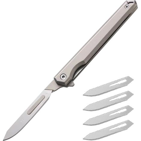 Cutter Plegable - 5 Cuchillas De Acero Inoxidable - Para Oficina Manualidades Y Tareas De Corte - 1 Unidad (1/5)