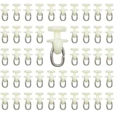 100 pièces Rouleaux de Rail de Rideau-(Blanc) Rail intérieur Crochet de Rideau Rail Glisseur Rail,Rideau Poulie à Rideaux en Plastique