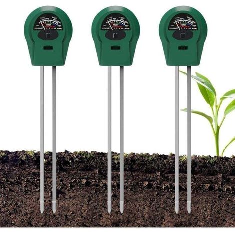 Tester di Suolo 3 in 1, Misuratore di Umidità 3 in 1, 3 Pezzi PH-Metro del Suolo, Misuratore di Umidità del Terreno, Tester di Umidità per Piante da Casa, Prato, Piante, Fattoria (1/4)