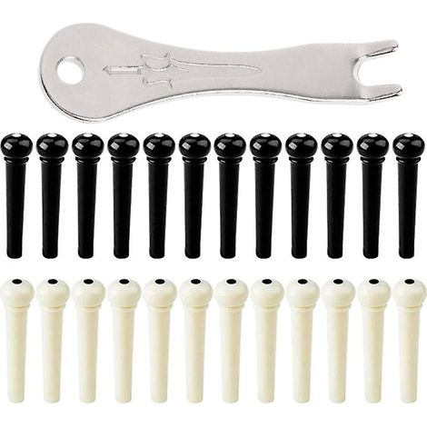 Lot de 25 chevilles de chevalet pour guitare acoustique avec outil d'extraction des clous pour cordes (1/5)