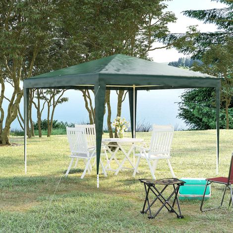 Carpa Desmontable 3x3 m Cenador Pabellón de Jardín con 4 Orificios de Drenaje y Marco de Acero para Terraza Patio Verde