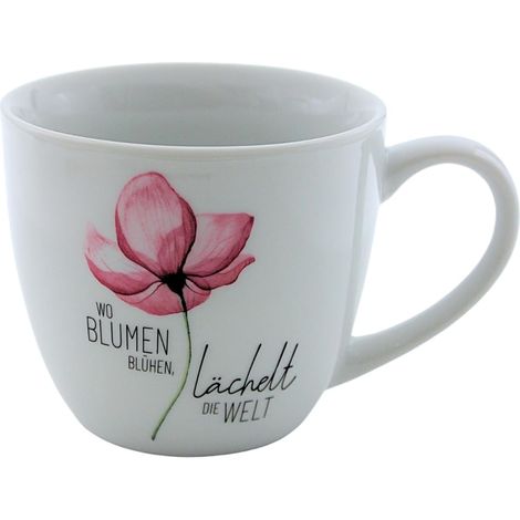 Tasse à café Maxi XXL en Porcelaine, Pot à café XXL, Motif Floral, où Les Fleurs fleurissent, Souriant Le Monde, Taille H x Ø : 9,2 x 10,5 cm, capacité 400 ML, Passe au Lave-Vaisselle. (1/5)