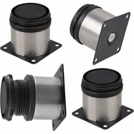 4 Pièces Pieds de Meubles Réglables, Pied de Table Reglable Hauteur Métal, Pieds Meuble Cuisine, Pieds de Meubles Armoires éTagèRes Table Acier Inoxydable,(no avec Vis) - 50×50 mm (1/5)