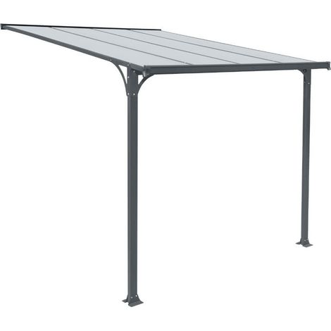 HOME DELUXE - Vordach Haustür CUBIS - Größe: Large - 291 x 150 x 258 cm - Anthrazit, Gestell: Aluminium, inkl. Polycarbonat Platten I Hautürvordach Pultdach Glasvordach Haustürüberdachung Vordach Ter
