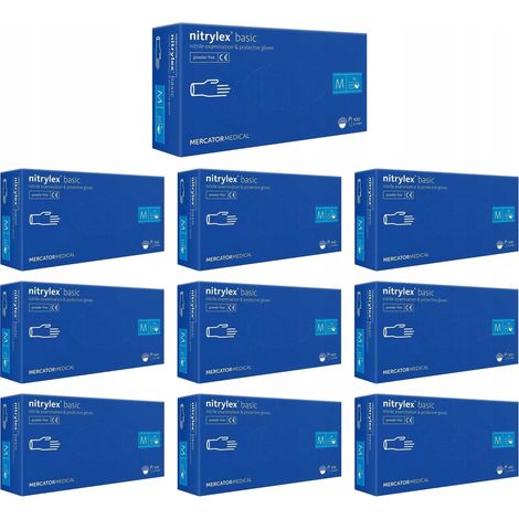 Guanti in nitrile 100 pezzi. Nitrylex Basic Blu Scuro 8-M - 10 set.