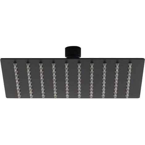 Pomme de douche carrée 25 x 25 cm noir mat (1/2)