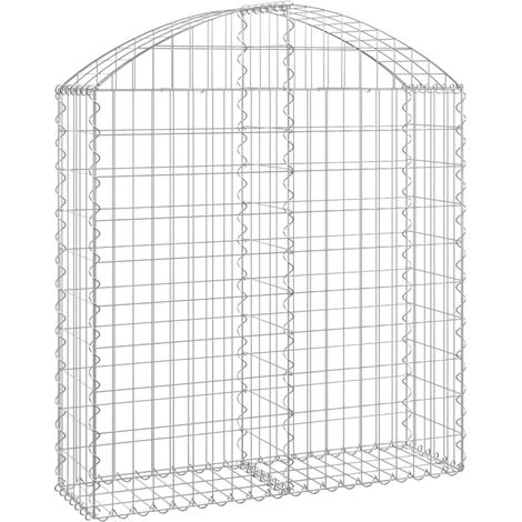Gabbione cesto gabbia recinzione muro di contenimento ad arco 100 x 30 x 100/120 cm ferro zincato Argento 020039950