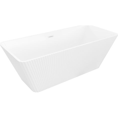 Mexen Tava freistehende gerippte Badewanne 170 x 75 cm, weiß, Überlauf weiß - 52851707500-20 (1/5)