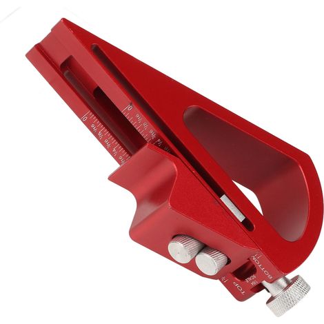 Höhenverstellbare Dickenlehre aus Aluminiumlegierung, flaches Design, ideal für die Holzbearbeitung, rot (1/5)