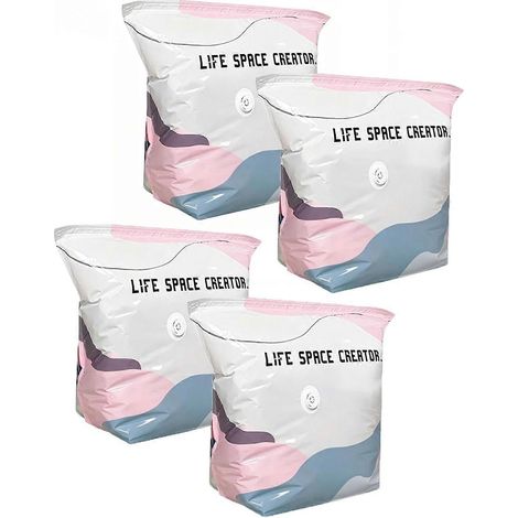 Sacs de rangement sous vide sans pompe, grands sacs cubiques à fermeture sous vide, à presser et sceller, sans pompe, pour vêtements, literie, couettes et vêtements hors saison. (1/5)