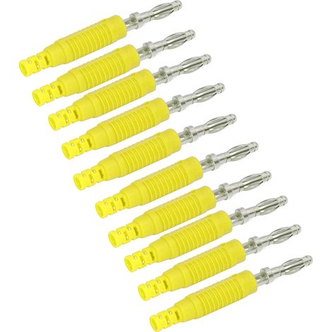 10 jeux de connecteurs mâles à fiche banane en laiton PA avec tubes isolants à pression et adaptateurs de sonde J.10031 jaunes (1/5)