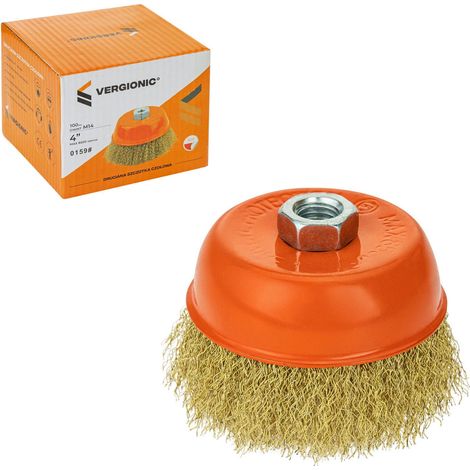 Spazzola in filo di ottone da 4" M14 piena (1/5)