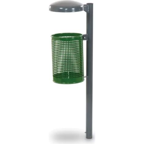 Cestino Fox 606 Giochipark 28L acciaio zincato tettuccio &Oslash28x40h RAL 6002 - Filo pavimento