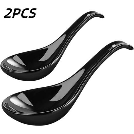 piezas, Cuchara, Cucharón sopera, Cuchara sopera, Cerámica, Vajilla, Para servir, Para sazonar, Negro, 16,5 x 5 x 2 cm (1/5)