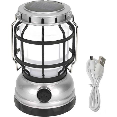 Lanterne de camping portable en plastique ABS, rechargeable par USB et solaire, idéale pour la survie en camping, randonnée et situations d'urgence. Lampe de tente pour la survie, le camping et la ran (1/5)