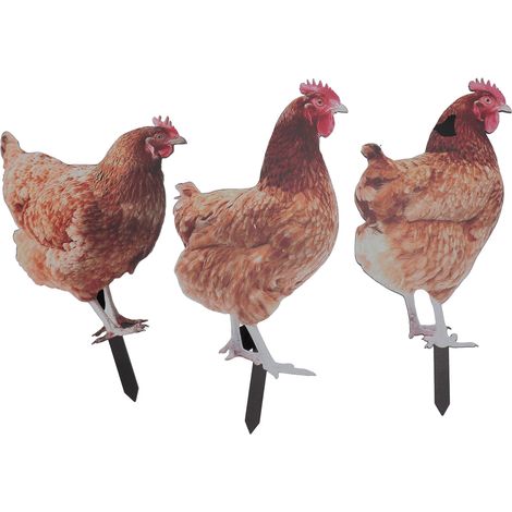 TIKATARER Faux Poulet, 3pcs Hant Garden Stakes Décoratif Poulet Figurine Acrylique Yard Animal Stakes Signe Décor de Extérieur pour Courtyard Insert ACCESSOIR (1/5)