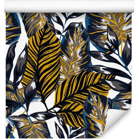 Papel pintado de hojas multicolores para salón y dormitorio, 50x1000 cm. (1/5)