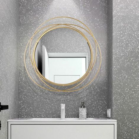 Miroir mural fer rond cadre décoration miroir mural miroir mural salon chambre bureau décoration de la maison (1/4)