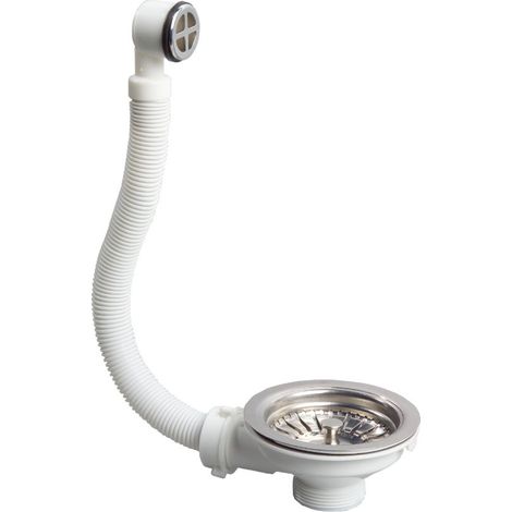 Wirquin – Bonde évier ø90 avec trop-plein – Construction durable en inox – Installation facile – Entretien pratique – Compatible éviers 1 bac (1/6)