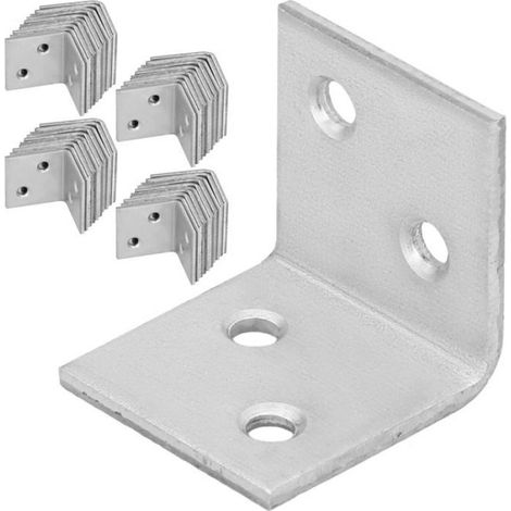 Angle De Charpentier - Acier Galvanisé - 25 X 25 X 25 Mm - Pour Assemblage Bois Métal Béton - 50 Pièces (1/5)